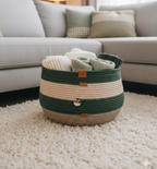 Cesto Multifuncional Versa – Algodão, náutico, cores Cru, Linhaça e Verde Militar