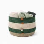 Cesto Multifuncional Versa – Algodão, náutico, cores Cru, Linhaça e Verde Militar