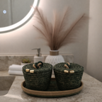 Conjunto de Lavabo Essenza (3 peças) – Verde Militar e Dourado
