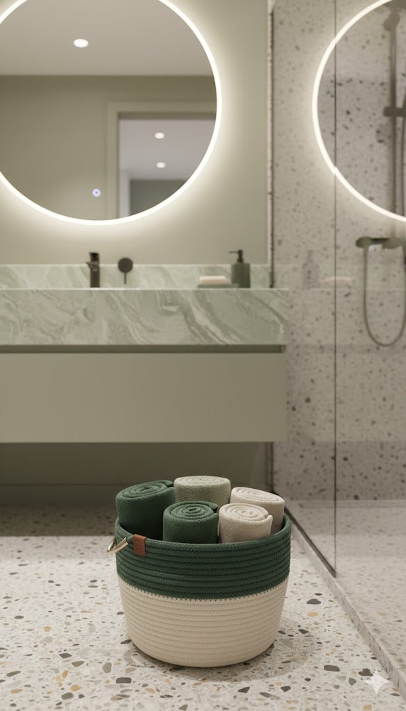 Cesto Multifuncional Versa – Algodão Cru e Verde Militar