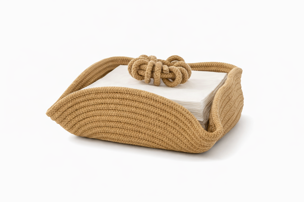 Porta-Guardanapo de Mesa Molda – Náutico Bege e Dourado